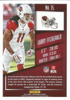 2015 Panini Contenders #15 Larry Fitzgerald Back