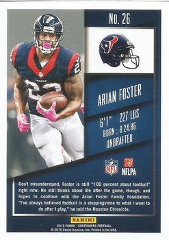 2015 Panini Contenders #26 Arian Foster Back