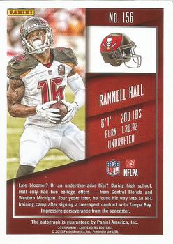 2015 Panini Contenders #156 Rannell Hall Back