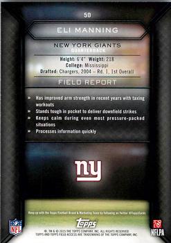 2015 Topps Field Access #50 Eli Manning Back