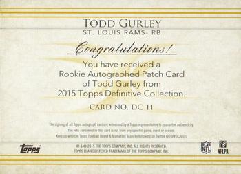 2015 Topps Definitive Collection #DC-11 Todd Gurley Back