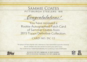 2015 Topps Definitive Collection #DC-12 Sammie Coates Back