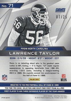 2015 Panini Spectra - Neon Green #71 Lawrence Taylor Back