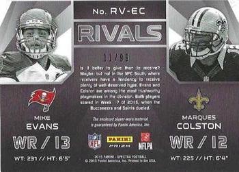 2015 Panini Spectra - Rivals #RV-EC Marques Colston / Mike Evans Back