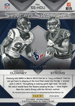 2015 Panini Spectra - Synced Swatches #SS-HOU Jadeveon Clowney / Jaelen Strong Back