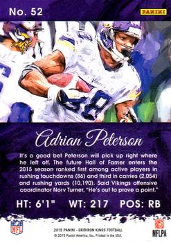 2015 Panini Gridiron Kings - Red Framed #52 Adrian Peterson Back