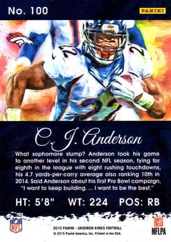 2015 Panini Gridiron Kings - Red Framed #100 C.J. Anderson Back