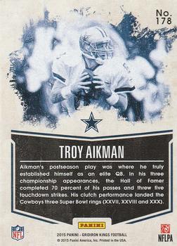 2015 Panini Gridiron Kings - Red Framed #178 Troy Aikman Back