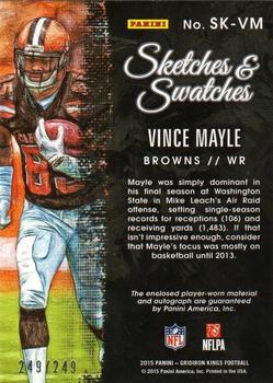 2015 Panini Gridiron Kings - Sketches and Swatches #SK-VM Vince Mayle Back