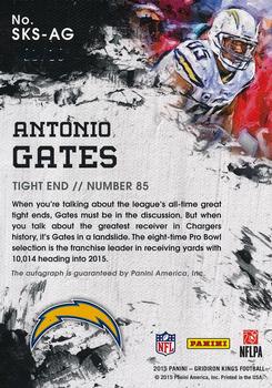 2015 Panini Gridiron Kings - Stat Kings Signatures Red Framed #12 Antonio Gates Back