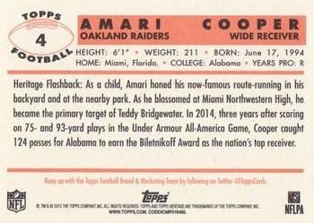 2015 Topps Heritage #4 Amari Cooper Back