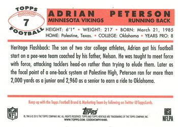 2015 Topps Heritage #7 Adrian Peterson Back
