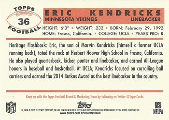 2015 Topps Heritage #36 Eric Kendricks Back