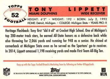 2015 Topps Heritage #52 Tony Lippett Back