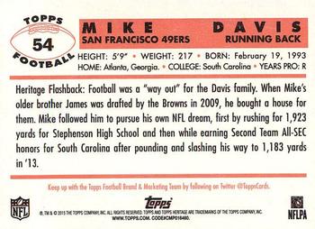 2015 Topps Heritage #54 Mike Davis Back