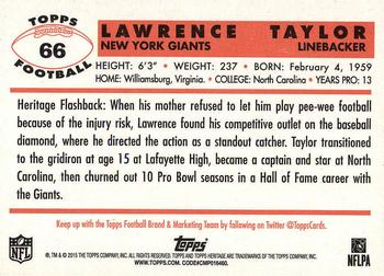 2015 Topps Heritage #66 Lawrence Taylor Back