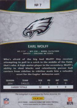 2015 Donruss Signature Series #7 Earl Wolff Back