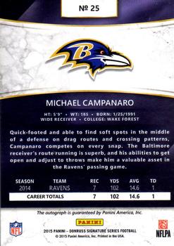 2015 Donruss Signature Series #25 Michael Campanaro Back