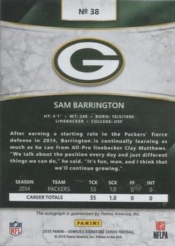 2015 Donruss Signature Series #38 Sam Barrington Back