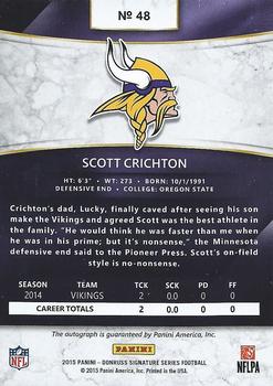 2015 Donruss Signature Series #48 Scott Crichton Back