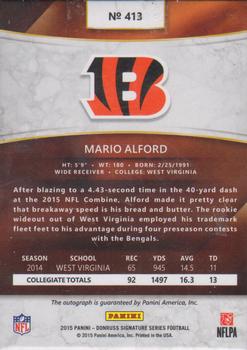 2015 Donruss Signature Series #413 Mario Alford Back