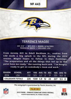 2015 Donruss Signature Series #443 Terrence Magee Back