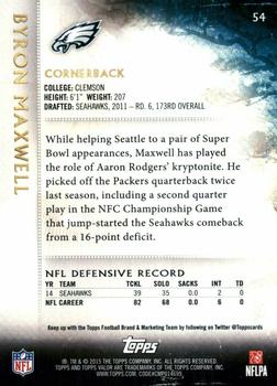 2015 Topps Valor - Speed #54 Byron Maxwell Back
