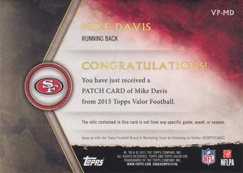 2015 Topps Valor - Patches #VP-MD Mike Davis Back