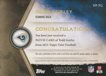 2015 Topps Valor - Patches #VP-TG Todd Gurley Back