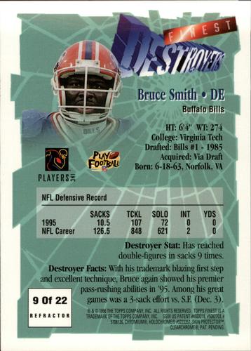 1996 Finest - Pro Bowl Jumbos Refractors #9 Bruce Smith Back