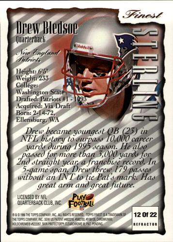 1996 Finest - Pro Bowl Jumbos Refractors #12 Drew Bledsoe Back