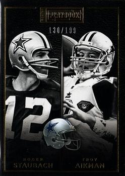 2015 Panini Playbook - Gold #34 Roger Staubach / Troy Aikman Front