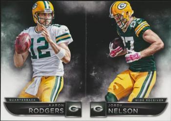 2015 Panini Playbook - Red #32 Aaron Rodgers / Jordy Nelson Front