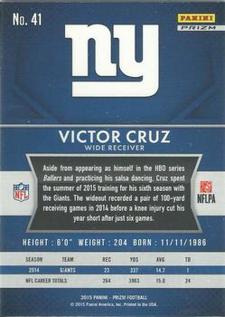 2015 Panini Prizm - Prizm #41 Victor Cruz Back