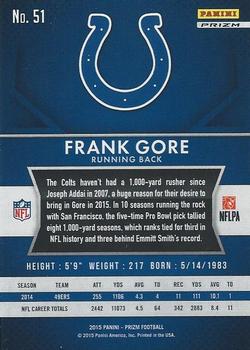 2015 Panini Prizm - Red, White, and Blue Prizm #51 Frank Gore Back