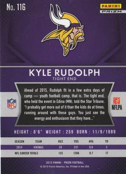 2015 Panini Prizm - Red, White, and Blue Prizm #116 Kyle Rudolph Back