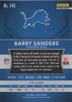 2015 Panini Prizm - Red, White, and Blue Prizm #146 Barry Sanders Back