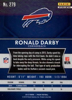 2015 Panini Prizm - Red, White, and Blue Prizm #279 Ronald Darby Back