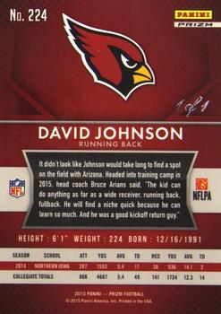 2015 Panini Prizm - Black Pulsar Prizm #224 David Johnson Back