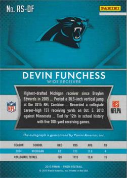 2015 Panini Prizm - Rookie Signatures #RS-DF Devin Funchess Back