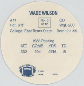 1989 Taystee Minnesota Vikings Discs #6 Wade Wilson Back