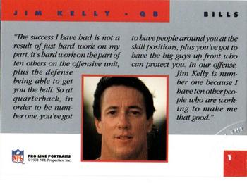 1991 Pro Line Portraits - National Convention #1 Jim Kelly Back