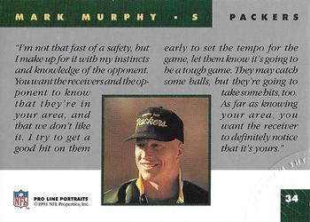 1991 Pro Line Portraits - National Convention #34 Mark Murphy Back