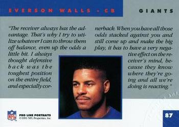 1991 Pro Line Portraits - National Convention #87 Everson Walls Back