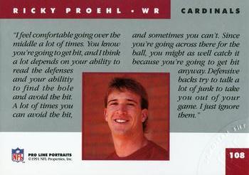 1991 Pro Line Portraits - National Convention #108 Ricky Proehl Back