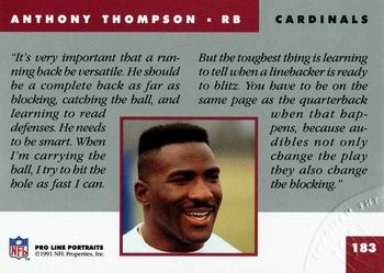 1991 Pro Line Portraits - National Convention #183 Anthony Thompson Back