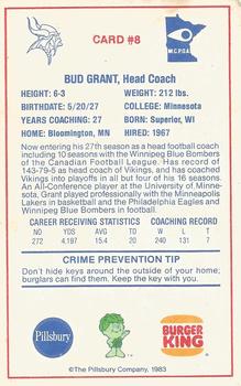 1983 Minnesota Vikings Police #8 Bud Grant Back