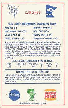 1983 Minnesota Vikings Police #13 Joey Browner Back