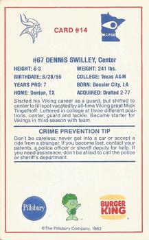 1983 Minnesota Vikings Police #14 Dennis Swilley Back