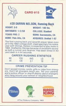 1983 Minnesota Vikings Police #15 Darrin Nelson Back